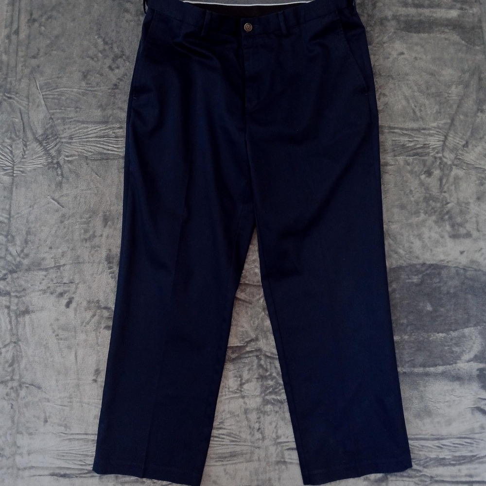 Haggar Pants Mens 36x30 Blue Classic Fit Premium No Iron Khaki Chino Work Slacks